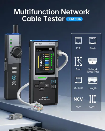 Vista 3 de FNIRSI LPM-10A Kit de probador de cables de red, para CAT5 CAT5e CAT6 RJ11