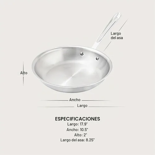 Vista 2 de All-Clad D3® Sartén de acero inoxidable de 10 pulgadas, fabricada en los Estados Unidos