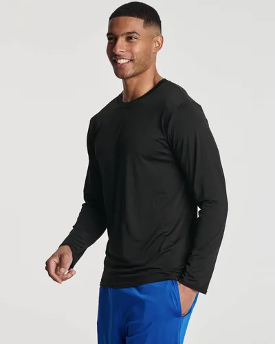 Vista 2 de Real Essentials - Paquete de 4 unidades camisa Dry-Fit de manga larga para hombre, disipa la humedad, con protección solar FPU 50+ contra rayos
