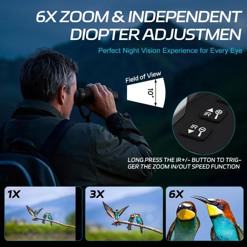 Vista 4 de Gafas de visión nocturna 3D VR, prismáticos recargables montados en la cabeza, pantalla gigante incorporada, video 4K, fotos de 24 MP, zoom digital