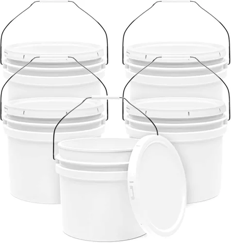 Vista 9 de EconoHome Cubo de plástico redondo de grado alimentario de 1 galón - Recipientes de almacenamiento de alimentos tipo deli con tapas ideales