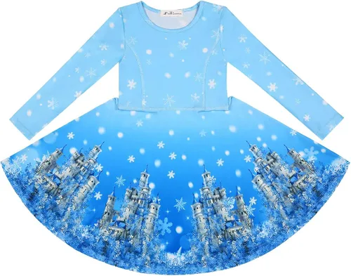 Vista 3 de LaBeca - Vestido sin mangas o de manga larga para niñas, vestidos casuales con diseño de unicornio o sirena para niñas pequeñas o grandes