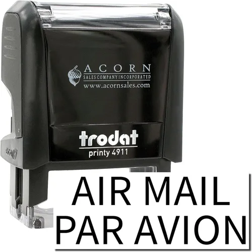 Vista 3 de Sello Avion Autoentintado para Correo Aéreo Par – Tinta Negra