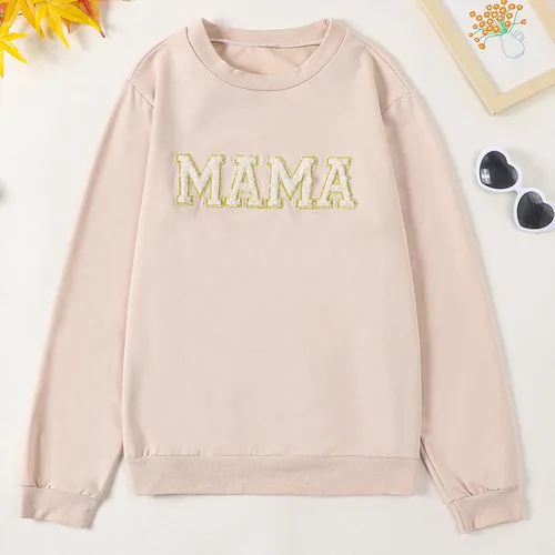 Vista 3 de Winioder Mommy and Me - Conjunto a juego con estampado de letras y cuello redondo, sudadera de manga larga para bebé