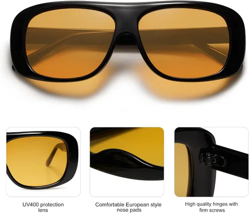 Vista 4 de SOJOS Gafas de sol polarizadas cuadradas retro de gran tamaño para mujeres y hombres gafas de sol grandes gafas de sol de diseño llamativo SJ2243