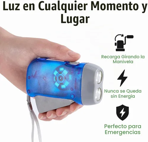 Vista 5 de Evelots - Linternas de emergencia con manivela - 4 unidades - para camping, hogar, automóvil - Luces LED brillantes dobles - Ideal para senderismo