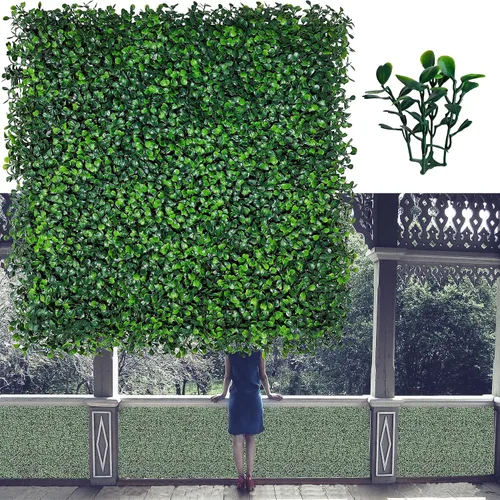 Vista 16 de ODTORY Paneles de césped artificial para pared: 10 x10 pulgadas (8 unidades) Paneles de boj para decoración de paredes verdes en interiores