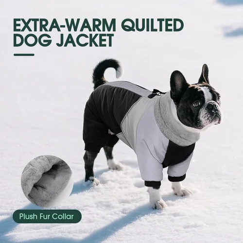 Vista 5 de Kuoser Abrigo de invierno para perro, chaqueta cálida impermeable, suave forro polar acolchado Ropa para perros con cremallera trasera fácil
