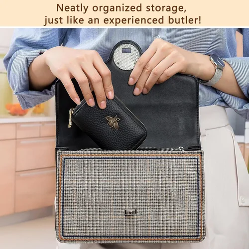 Vista 7 de imeetu Soporte para tarjetas de crédito RFID, cartera pequeña de cuero con cremallera para mujer