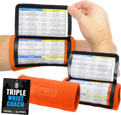 Vista 81 de Sports Unlimited Banda Instructora Triple para Adultos, Muñequeras de Fútbol para Jugadas, Muñequeras de Béisbol, Bandas de Brazo QB