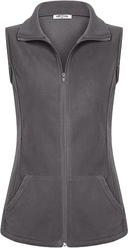Vista 22 de SeSe Code Chaleco de forro polar ligero con cremallera frontal y bolsillos para mujer