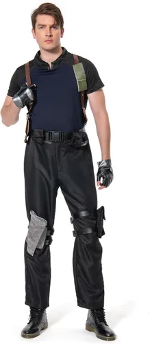 Vista 10 de Chaqueta de cosplay para hombre, pantalones, uniforme superior, cinturón marrón, guantes, disfraz de Halloween