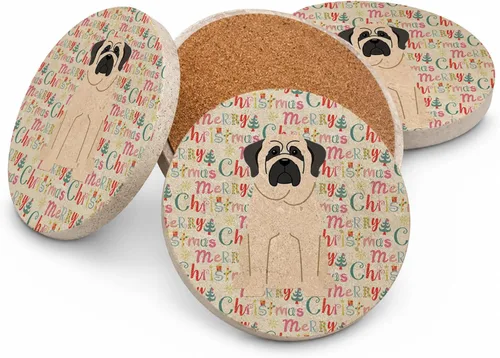 Vista 151 de Abyssinian Sand Terrier Merry Christmas - Posavasos grandes de piedra arenisca (4 unidades)