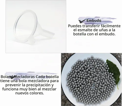 Vista 4 de Botellas vacías de esmalte de uñas de gel de 0.5 onzas líquidas, botellas vacías de esmalte de uñas con cepillo negro mate, botellas redondas opacas