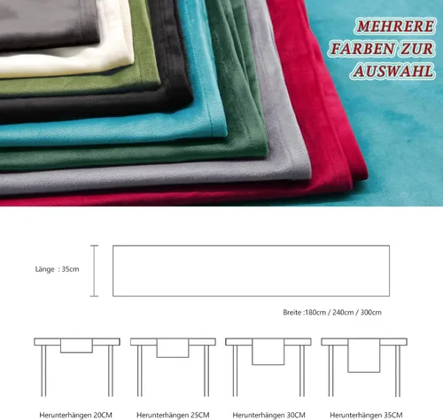 Vista 5 de BALCONY & FALCON Table Runners Waterproof Indoor Outdoor Modern Washable Viennese Style Velvet Table Runners High Quality Dark Grey 35 x 300 cm