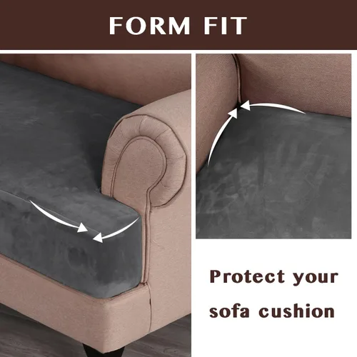 Vista 7 de n - Fundas elásticas para sofá con cojín en forma de T de terciopelo para sillón, fundas de cojín individuales para sillón de 1 asiento, grosor