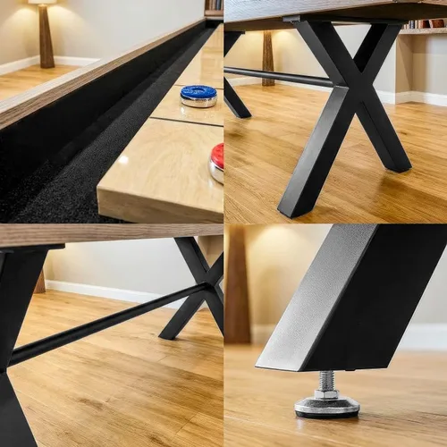 Vista 5 de PINPOINT Juego de mesa de tejo 2 en 1, mesa de tejo de tamaño completo de 9 pies con conversión de mesa de comedor, discos, cera y cepillo