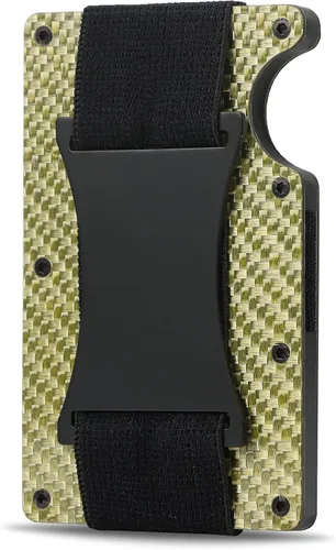 Vista 2 de Clip de dinero de fibra de carbono, diseño delgado, tarjetero para hombre, protección RFID, cartera de fibra de carbono, Fibra de carbono plateado