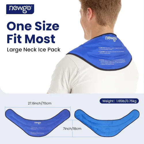 Vista 6 de NEWGO Envoltura de hielo para el cuello y los hombros, enfriador de cuello reutilizable, gel cervical frío con forro de felpa suave para aliviar