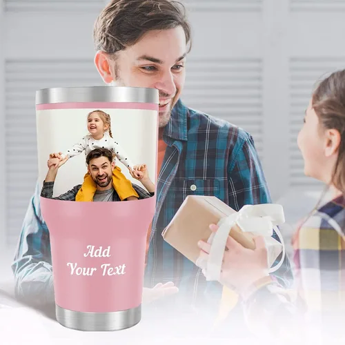 Vista 6 de Vasos personalizados con imágenes, vaso de café de acero inoxidable con foto personalizada de 30 onzas con tapa de texto y pajitas, taza de viaje