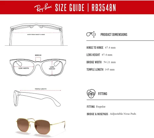 Vista 6 de Ray-Ban RB3548N - Gafas de sol hexagonales 001 de 54 M para hombres y mujeres (grande), paquete con kit de diseñador iWear