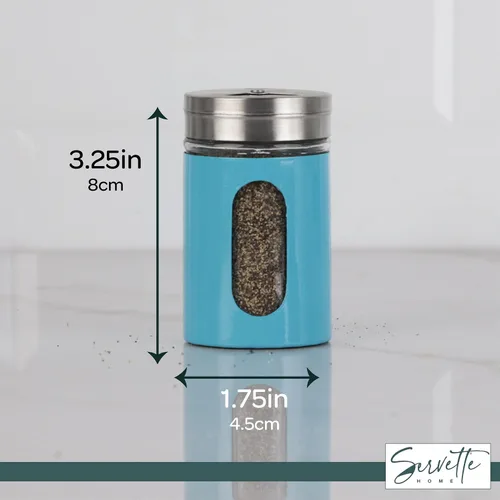 Vista 6 de Aqua Salt Pepper Shakers Retro Spice Jars - Juego de 2