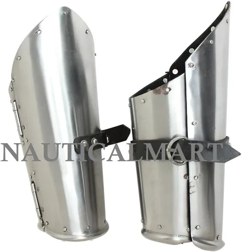 Vista 3 de NauticalMart Cavalier - Armadura caballero medieval con bisagras, 0.56 oz de acero suave y brazaletes funcionales, plateado