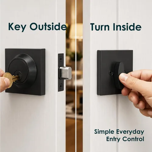 Vista 7 de Mega Handles - Cerradura de cerrojo SUANA I Cerradura de entrada - Cerradura de cerrojo cuadrada de alta resistencia para puertas zurdas o diestras