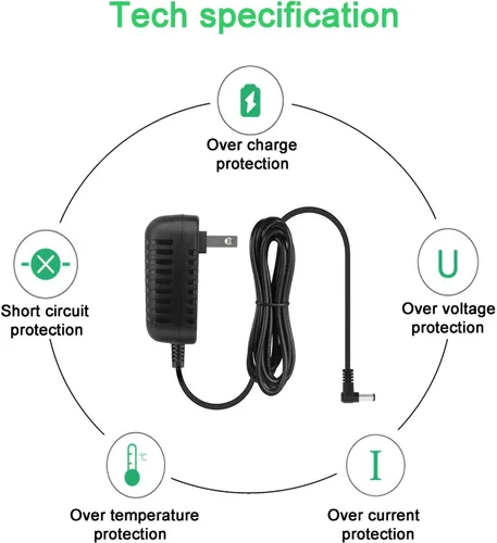 Vista 8 de MyVolts 9V Power Supply Adaptor Compatible with Casio CTK-451 Keyboard - US Plug - with Extension and Inline Switch