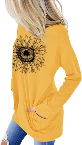 Vista 3 de onlypuff Sudaderas tipo túnica con estampado de bolsillo para mujer