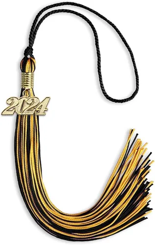 Vista 251 de Endea Graduation - Borla de doble color mixto con fecha dorada (negro/dorado antiguo, 2021)