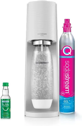 Vista 14 de SodaStream Terra - Paquete para hacer agua con gas en color negro, incluye 3 unidades de CO2 y botella de carbonatación
