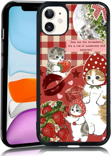 Vista 30 de Elegante funda de teléfono con diseño de gato Marie compatible con iPhone 11, funda de encaje dorado para iPhone, a prueba de golpes, rosa fucsia