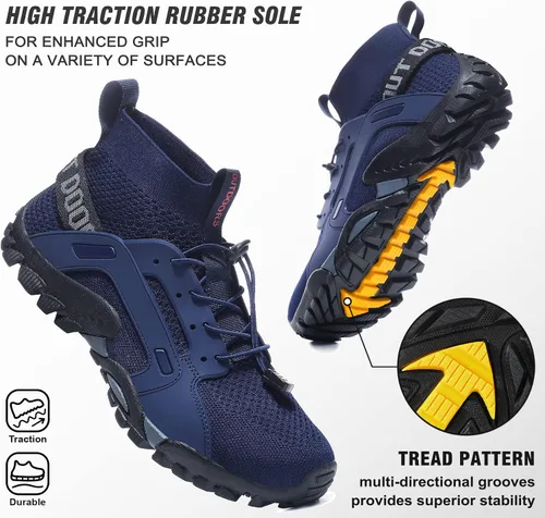 Vista 3 de LOUECHY Zapatos de senderismo para hombre, zapatos de senderismo sin cordones, zapatos deportivos transpirables