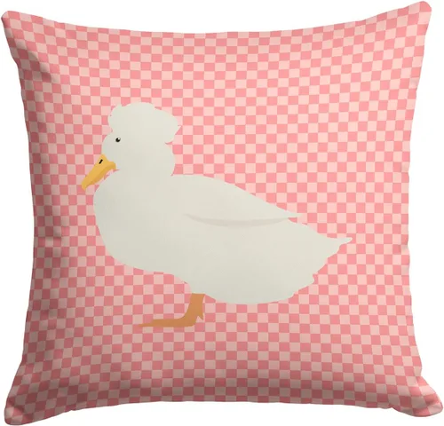 Vista 325 de Caroline's Treasures BB8163PW1414 Beltsville - Almohada decorativa de tela a cuadros pequeños, color blanco, pavo y gallina azul, lavable a máquina