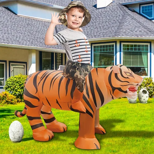 Vista 2 de GOOSH Disfraz inflable de tigre para niños, disfraces de Halloween para niños y niñas, divertido disfraz inflable para fiesta de Halloween, cosplay