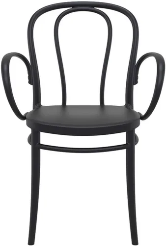 Vista 5 de Compamia Victor XL Silla de resina para exteriores, color negro (juego de 2)