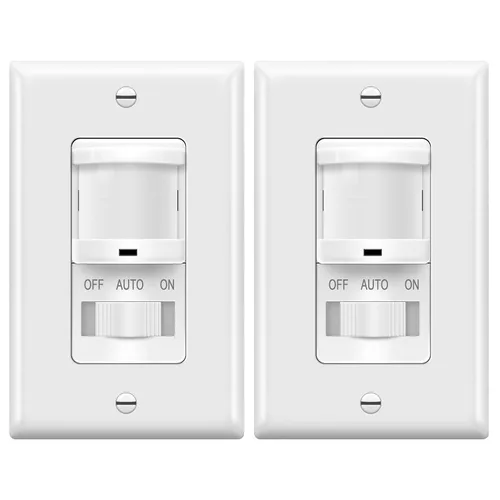 Vista 11 de TOPGREENER - Interruptor de luz con sensor de movimiento PIR para pared, interruptor con sensor de ocupación, requiere cable neutro, control manual