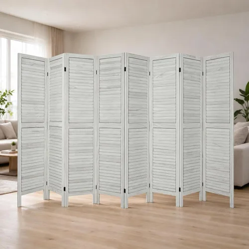 Vista 17 de 6 Panel Wooden Room Divider,67" Tall Folding Privacy Screen,Whitewashed Whitewashed 6 Panel