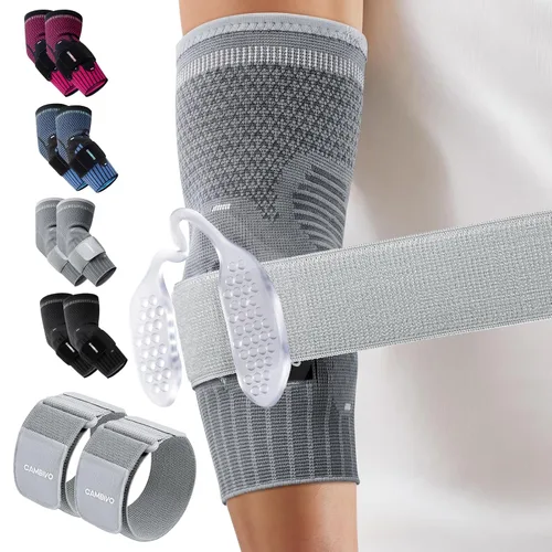 Vista 7 de CAMBIVO 1 par de codo de tenis con almohadillas de gel dobles para soporte específico del antebrazo, coderas con correa ajustable para codo