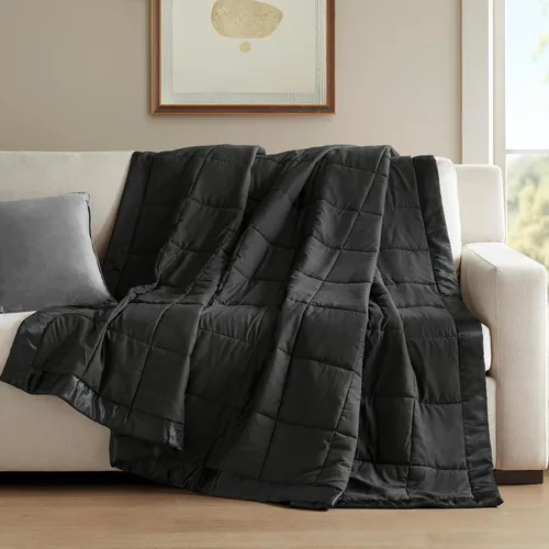 Vista 5 de Madison Park Edredón alternativo de plumón tamaño King para cama, borde Negro