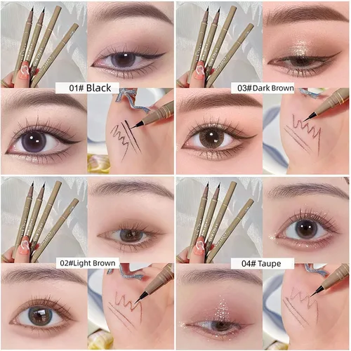 Vista 2 de Delineador de ojos superfino impermeable de secado rápido, 4 bolígrafos líquidos Hyper Easy sin saltos, impermeable, muy fino, maquillaje de larga