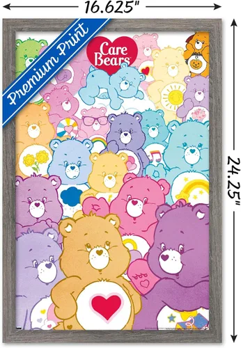 Vista 3 de Trends International Care Bears - Póster de pared de grupo, 14.72 x 22.37 pulgadas, versión enmarcada de madera de granero