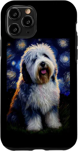 Vista 29 de Old English Sheepdog in Starry Night Painting Dog Mom Dad Case for iPhone 17