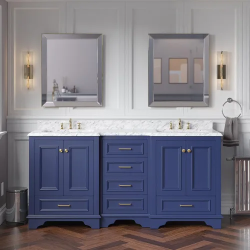 Vista 9 de Kitchen Bath Collection Nantucket - Tocador de baño doble de 72 pulgadas (chocolate/carrara): incluye gabinete de chocolate con encimera de mármol