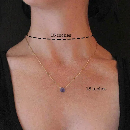 Vista 2 de Collar con colgante de piedra natal con piedra preciosa genuina, relleno de oro de 14 quilates, 18 pulgadas