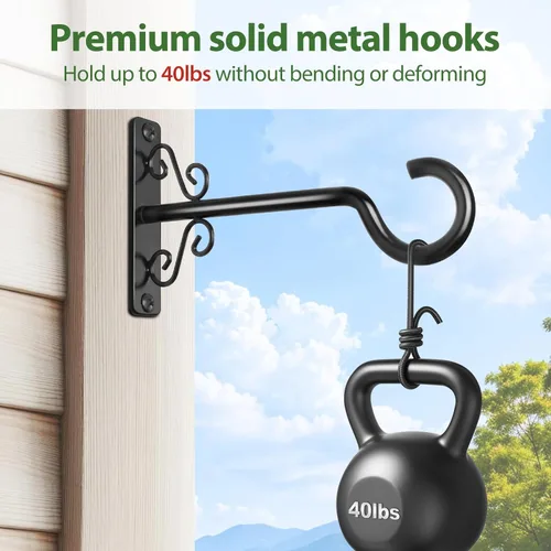 Vista 6 de BOLITE Colgadores de plantas, soportes colgantes de 6 pulgadas para plantas al aire libre o interior, ganchos de pared para colgar comederos