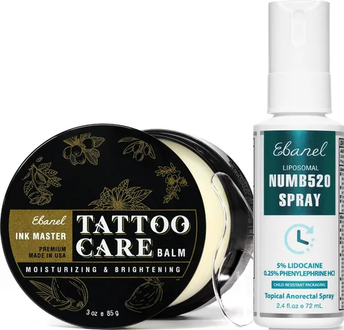 Vista 13 de Ebanel Set de crema anestésica de lidocaína al 5% y bálsamo para tatuajes, crema anestésica tópica Numb520 para alivio del dolor, quemaduras