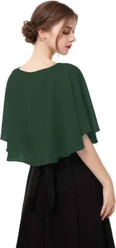 Vista 6 de Capelet de gasa para mujer, capas suaves, chales y envolturas para vestido de noche, capa de boda