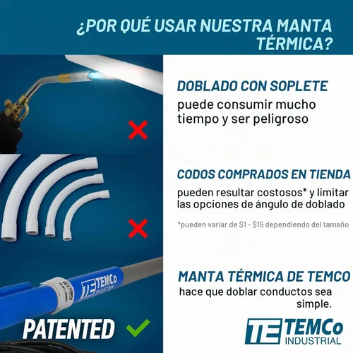 Vista 4 de TEMCo TH4003 - Dobladora de manta térmica de conducto de PVC 3 1/2"-4